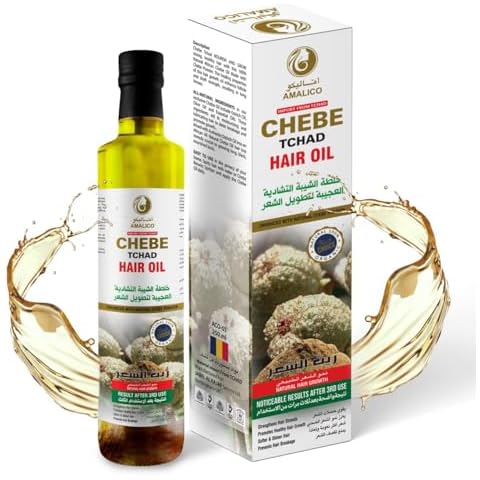 AMALICO 100% Natural African Chebe Powder for Hair Growth, Big Volume - 16.9 FL OZ, Includes Olive, Ostrich, Essential Oils Cover