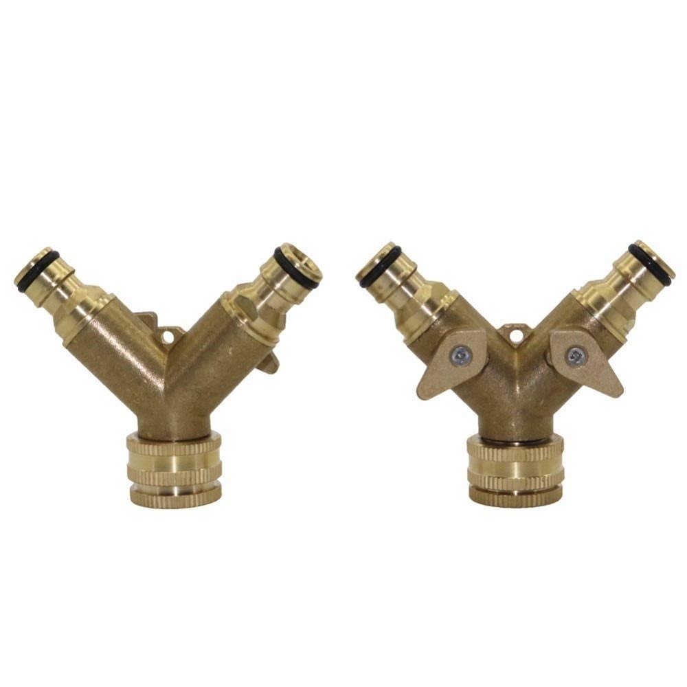 Raccordi idraulici Valvola a sfera Raccordo for tubo flessibile 3/4" Ottone Giunto di chiusura a 2 vie con valvola Rubinetto dell'acqua da giardino Splitter Connettore for tubo dell'acqua Giunto in ra