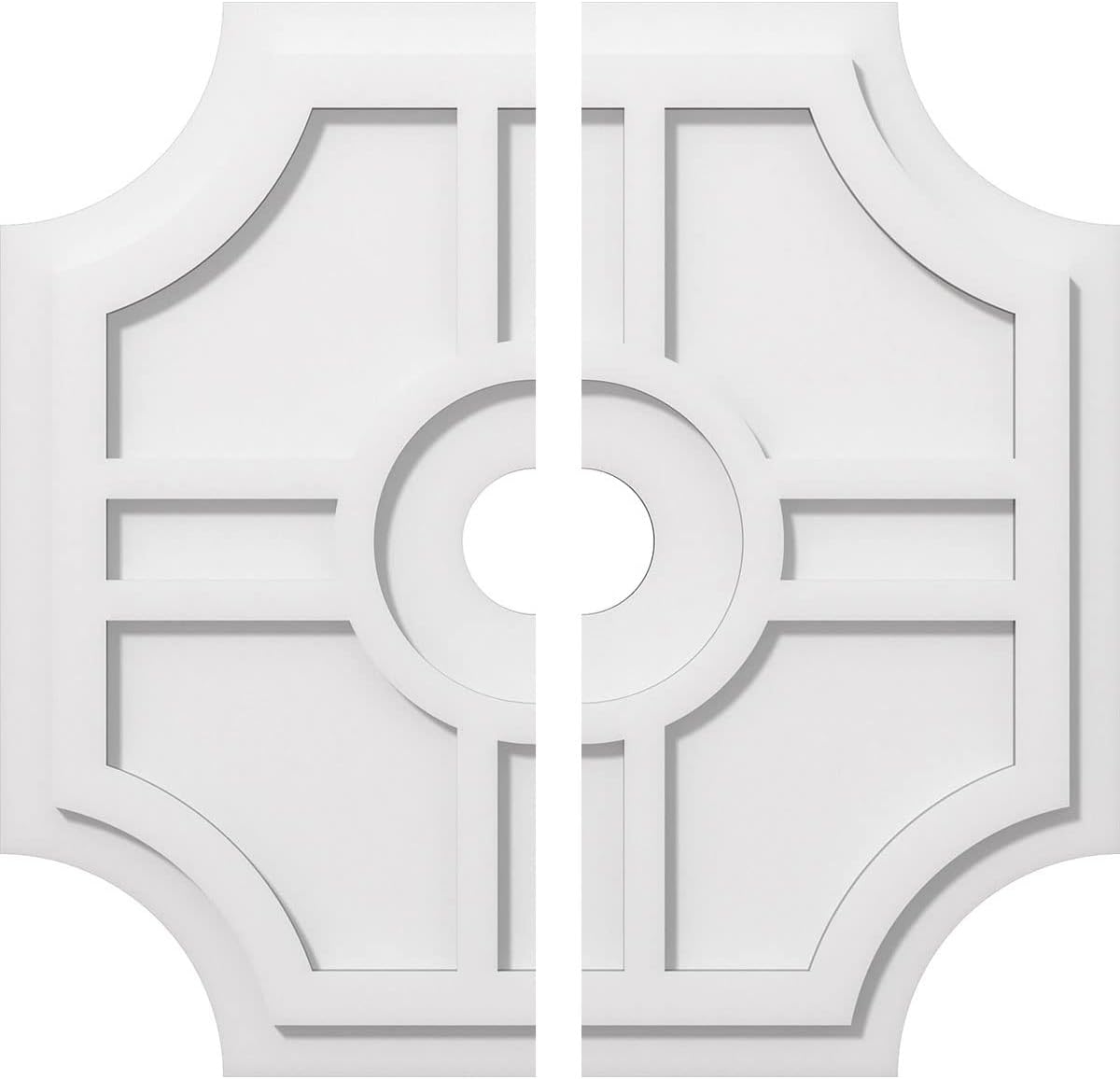 Ekena Millwork CMP22HS2-03000 Haus Architectural Grade PVC Contemporary, Two Piece Urethane Ceiling Medallions 22"OD x 3"ID x 7 1/4"C x 1"P
