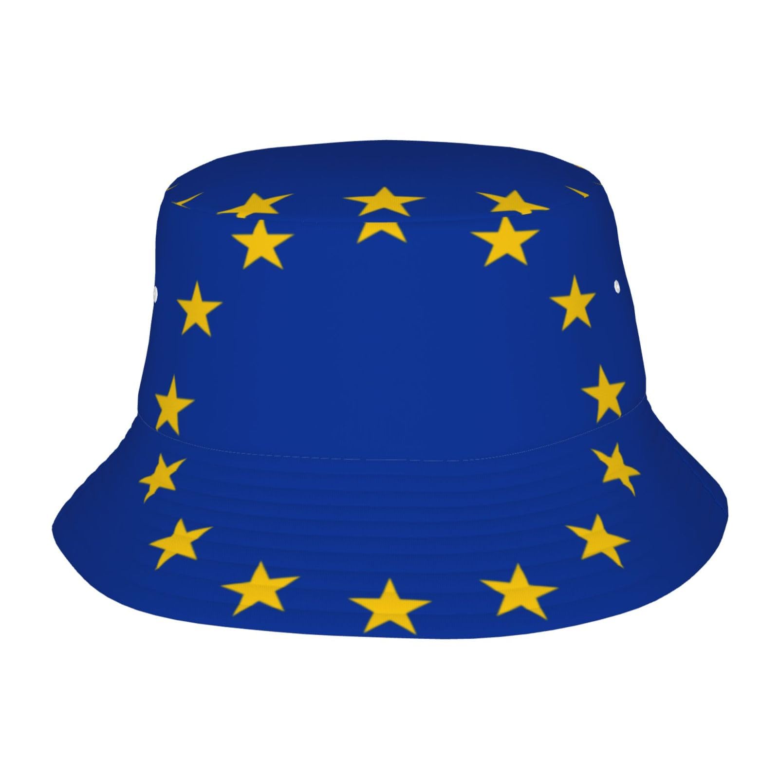 EU Flag Stylish Bucket Hat for Men and Women â€“ Sun Protection Fishing Hat with Classic Designï¼Œ Ideal for Outdoor Activities, Eu Flag, One size