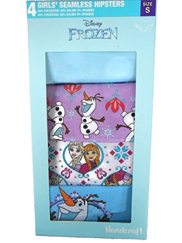 Handcraft Frozen 4-Pack Little Big Girls Seemless Hipsters Sizes 6-16 Tagless Spandex Boxed3