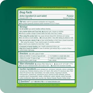 Dulcolax Stimulant Laxative Tablets, Predictable & Effective Constipation Relief, Relieves Straining & Bloating, Bisacodyl 5 mg, 50 Count