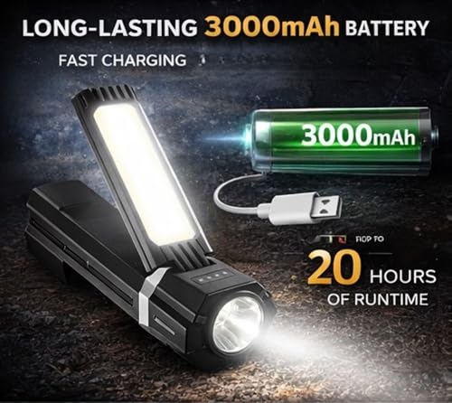 Image of Rechargeable Foldable Camping Lights Rechargeable, 3000mAh PowerBank, 1500 LM Portable Flashlight, 5 Modes LED Tent Lights for Camping,Essential Waterproof Camping Light for Hiking, Camping Essentials