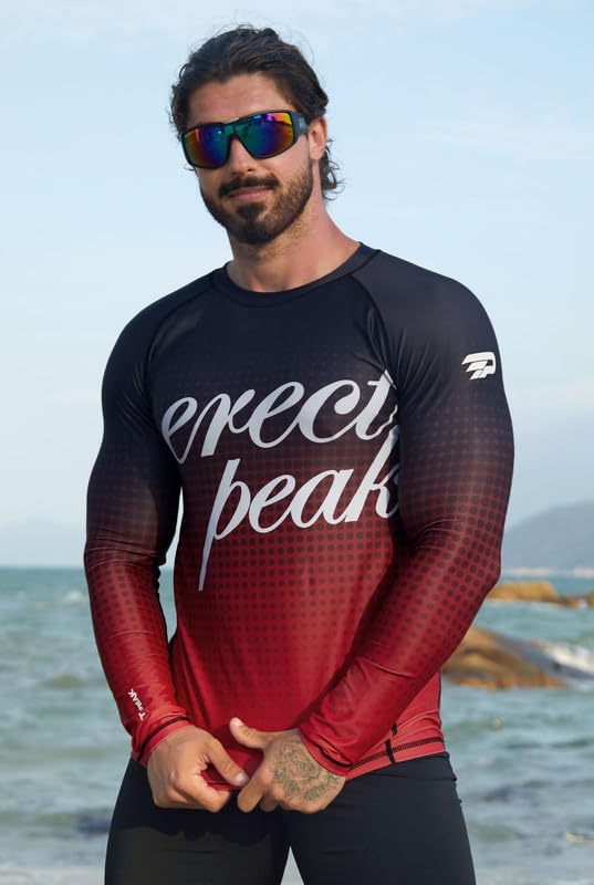 Men's UPF 50+ Long Sleeve Rashguard Shirt Sun Protection Beach Swim Shirt Quick Dry Surfing Shirt3