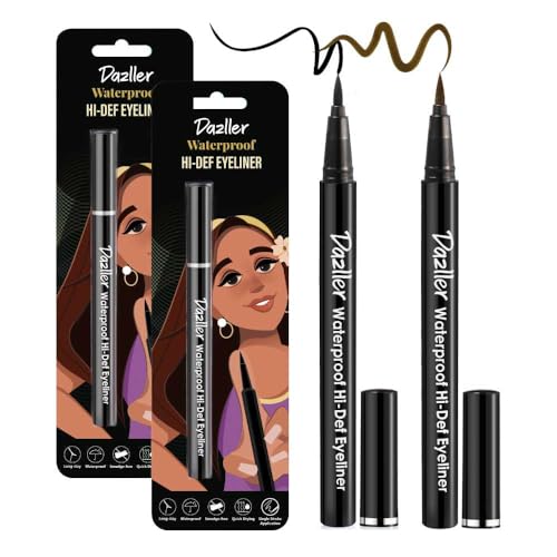 Image of DAZLLER Hi-Def Matte Eyeliner (Combo Pack), 1.1G, Black + Brown, Smudge-Proof, Waterproof, Long-Lasting, Quick-Dry, Lightweight, Velvet Look, Stick