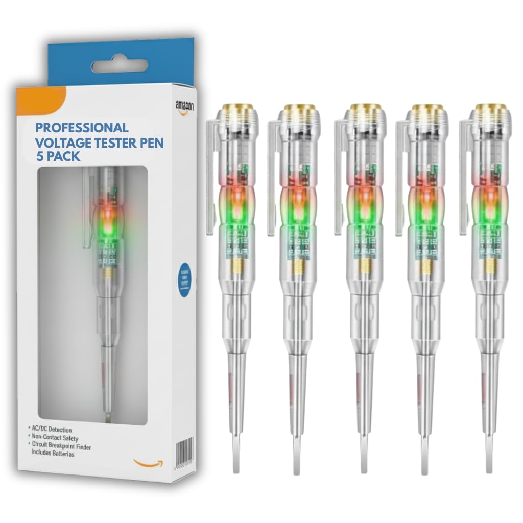 Set of 5 Advanced Intelligent Chip High-Brightness Intelligent Voltage Tester Pen Multi-function LED Test Pen with Screwdriver for Electric Power Testing Voltage Tester [Safety Highlighter Pen] (5)-picture-31