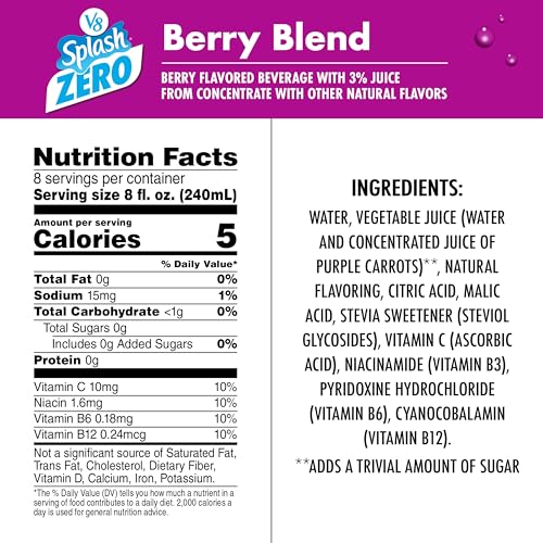 Image of V8 Splash Zero Sugar Berry Blend Flavored Beverage, 64 fl oz Bottle
