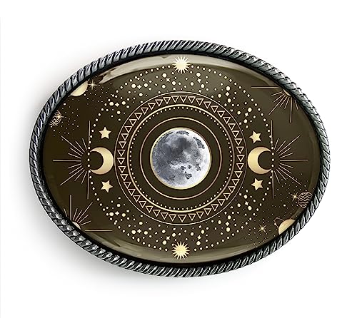 Esoteric Moon Belt Buckle - Celestial Solar System Handmade Artisan Buckle