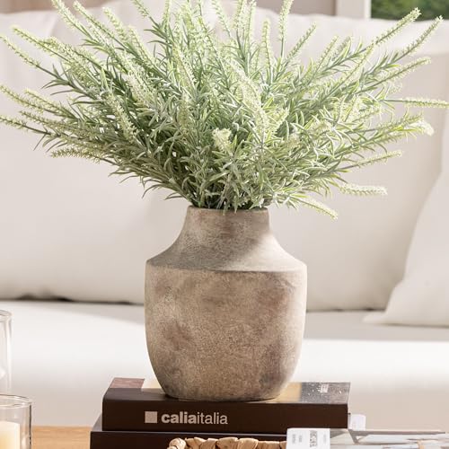 Mitt&Ditt Ceramic Flower Vase, 7.5 inch Off-White Farmhouse Rustic Vase, Handcrafted Weathered Pottery Vases, Small Flower Terracotta Vases for Home Decor, Living Room, Table, Shelf by Mitt&Ditt - Image 6