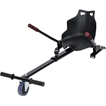 Hoverboard Seat Attachment,Go Kart Adjustable Frame Length Hoverboard,Turbo LED Lights,Compatible with All 6.5"/8"/10" Hoverboards,Hand-Operated Rear Wheel Control,Adjustable Frame,Easy Install Black