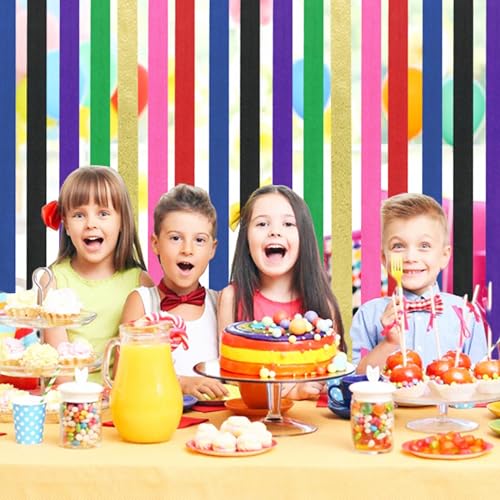 Image of 12 Rolls Crepe Paper Streamers - 12 Colors Rainbow Party Streamers for Birthday, Baby Shower, Wedding, Fiesta, Graduation, Christmas Decorations
