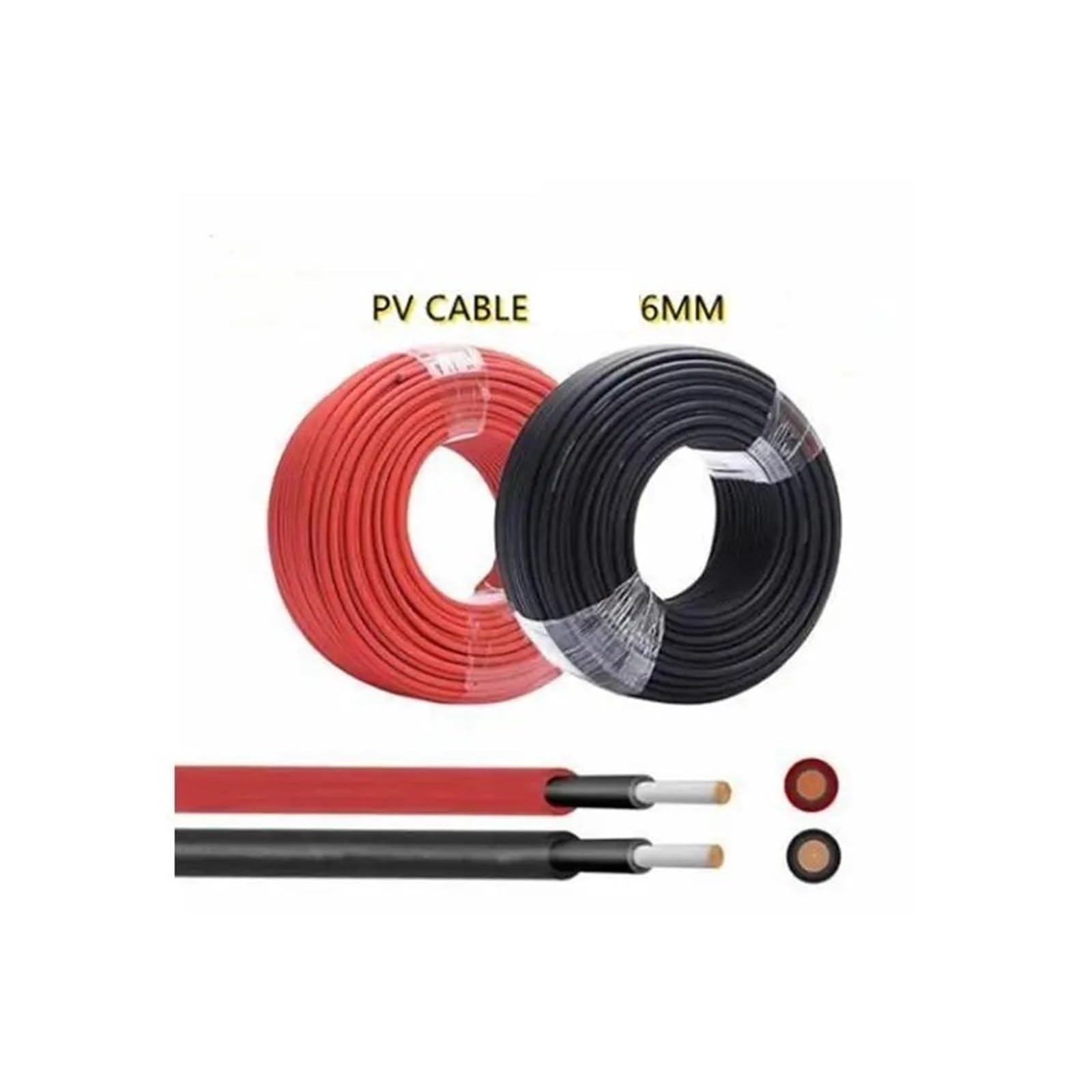 Câble de Panneau Solaire 6 mm PV DC Câble H1Z2Z2-K 1500 V Noir/Rouge Câble photovoltaïque(Red)