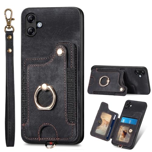 Protection Samsung Galaxy A04E étui portefeuille cuir PU noir