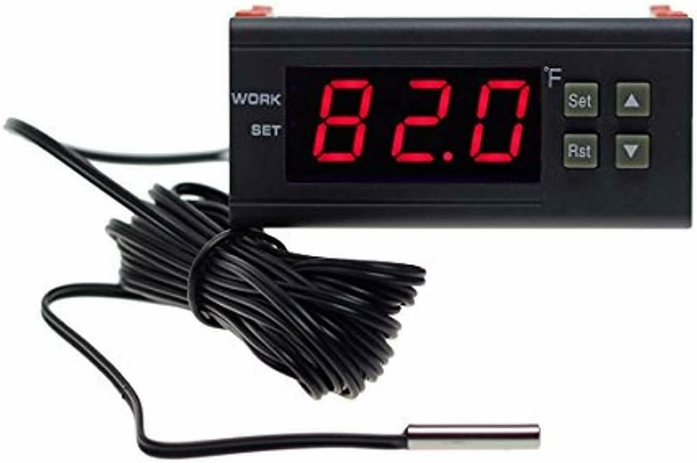 DC 12V Fahrenheit Digital Temperature Controller 10A 1 Relay with NTC 10K Sensor
