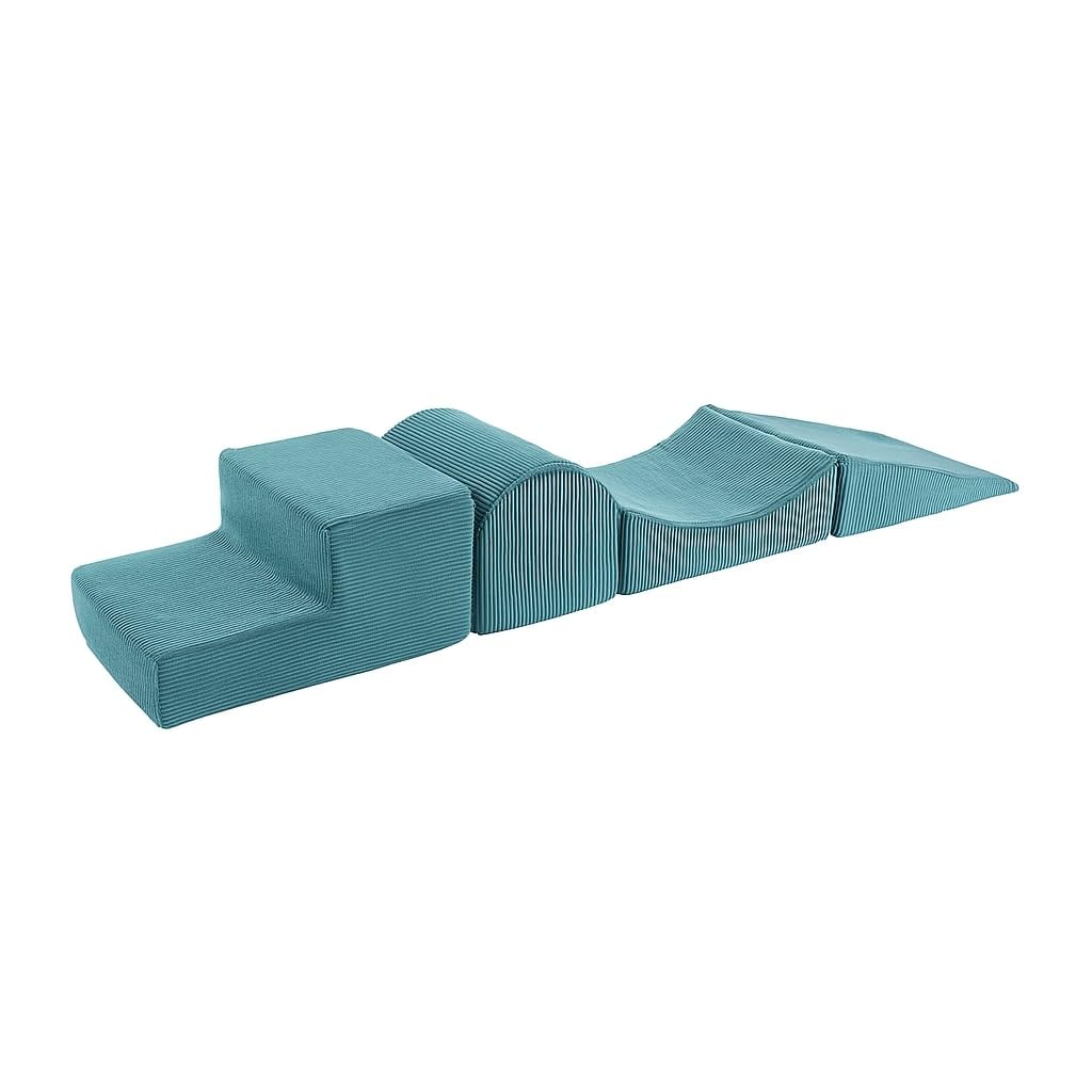 MEOWBABY Blocs de construction en mousse pour enfants - Blocs de construction souples XXL - Pour l'escalade de bébé en intérieur - XXL - Briques en mousse, velours côtelé turquoise