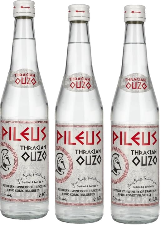 3 Flaschen Ouzo Pileus Thracian a 0,7 L 37,5% vol. + Space Keks gratis a 45 g von Onlineshop Bormann