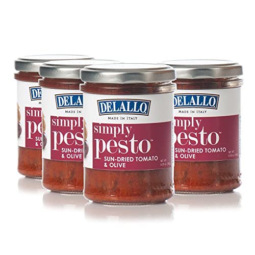 DeLallo Sun-Dried Tomato and Olive Pesto, 6.35 Ounce Jar, Made