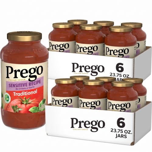Prego Traditional Sensitive Recipe Low FODMAP Pasta Sauce, 23.75 Oz Jar (Case of 6) (Pack of 2)
