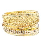 Lux Accessories Pave Braided Mesh Multi Bangle Set