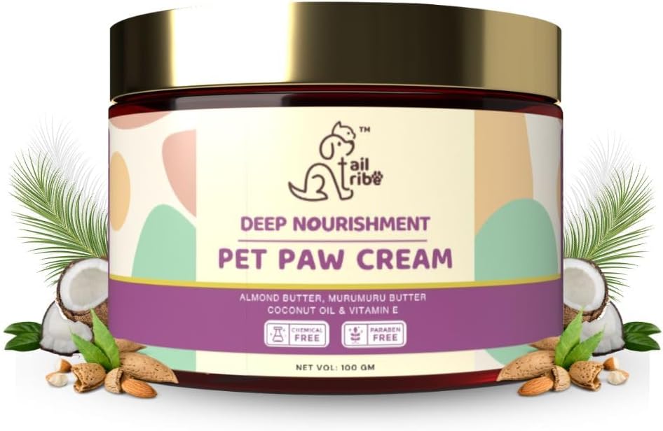 Dog Pets Paw Cream|Daily Moisturizing|Nourishing & Softening|Almond Butter|Murumuru Butter|Vitamin E|Coconut Oil |100 Milliliter