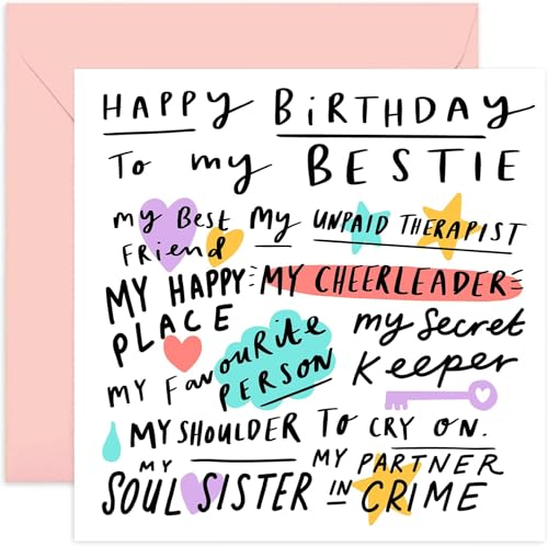 Best Friend Birthday Card for Her - Birthday Gift for Bestie - Fun Cute Female Birthday Card for Her - Funny Birthday Cards for Women - Friendship Gifts for BFF - Thank You | Blank Inside