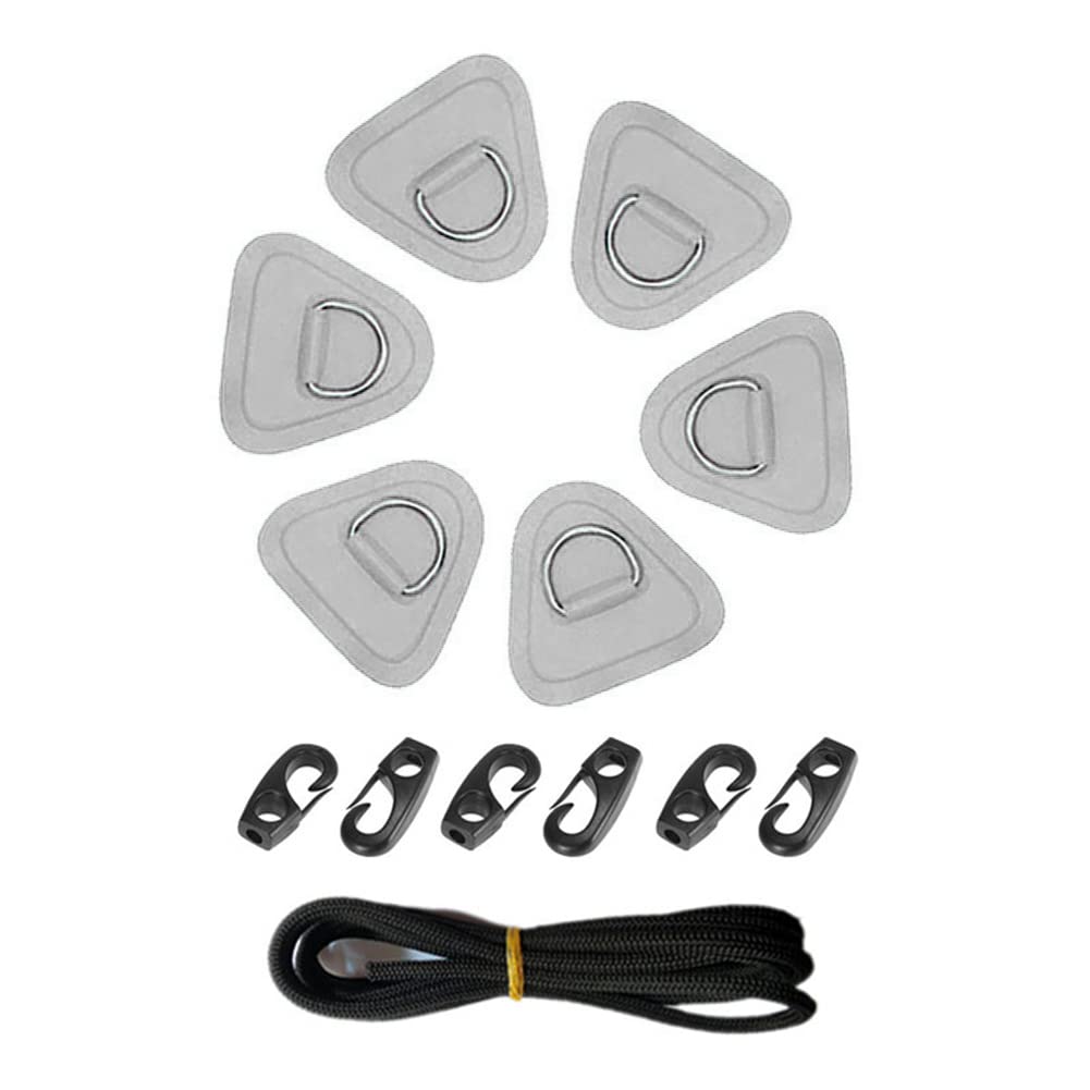 Set Di 6 Toppe Ad Anello D In PVC Con Corda Elastica 2,5m E Ganci - Acciaio Inox 304, Per Riparazione Barche Gonfiabili, Kayak, Canoe, SUP, Colore Ciano