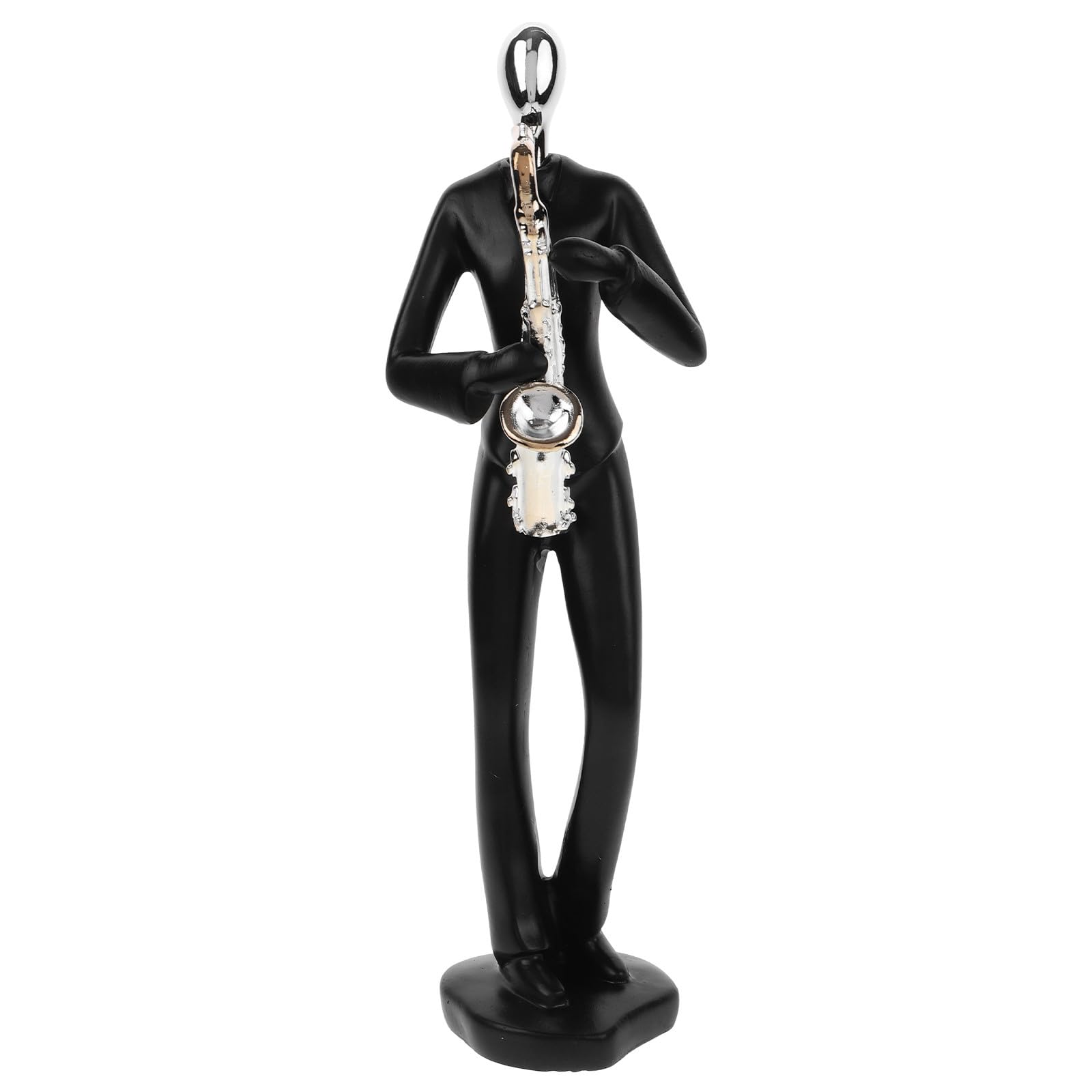 Statue abstraite de saxophone en résine noire, ornement élégant