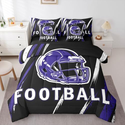 Erosebridal Baltimore Comforter Set with Sheets Gridiron Gifts Bedding, 7-Piece City Seasonal Color Queen Bed Set for Adults Kids Rugby Sports Football Decor for Boys Bedroom