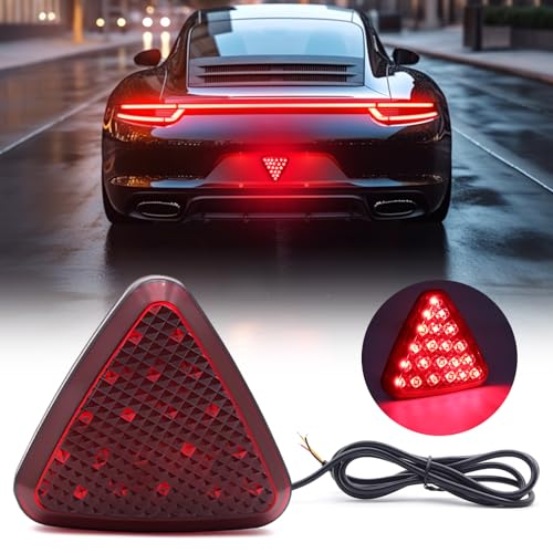 YnGia F1 Style Brake Light Triangle 21 LED Rear Fog Lamp Third Brake Light for Tow Car Truck Trailer RV SUV Trailer Hitch Stop Lamp 10-15V, Red Lens