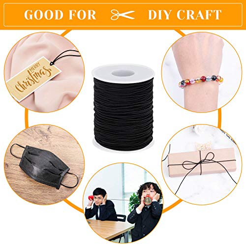 Image of Elastic String for Bracelets, Selizo Elastic Cord for Jewelry, Stretchy String for Necklace Making, Beading and Sewing (1.2 MM, 109 Yards, Black)