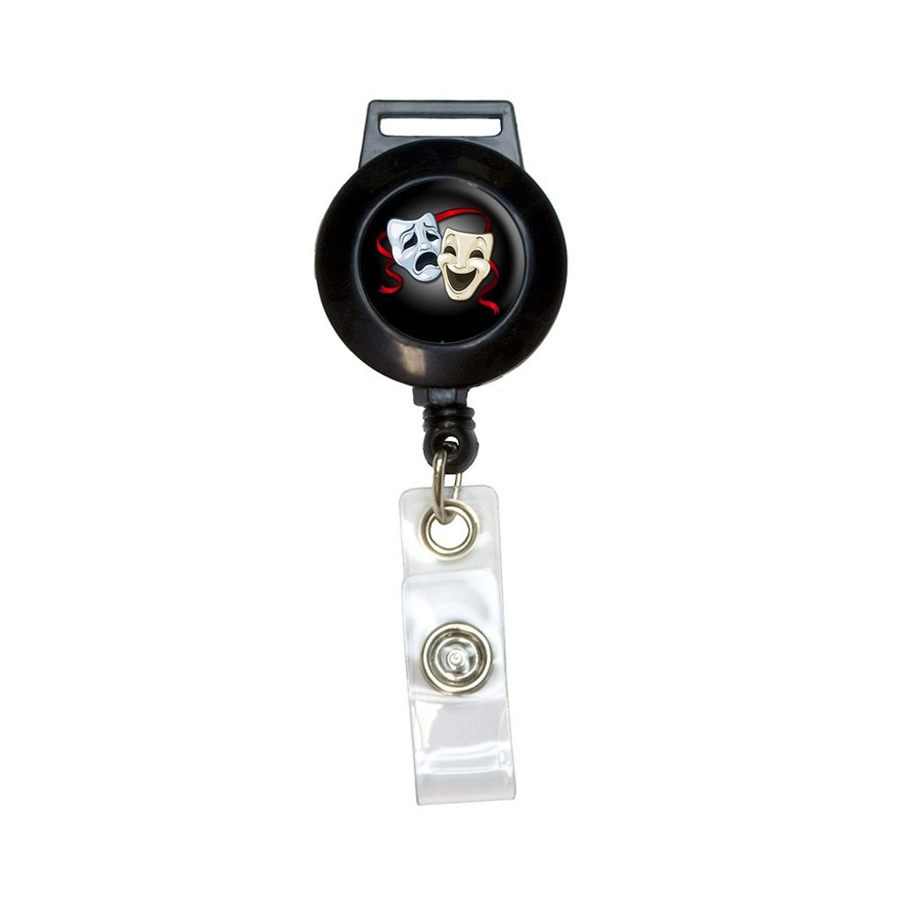 Drama Comedy Tragedy Masks - Acting Theatre Theater Lanyard Retractable Reel Badge ID Card Holder