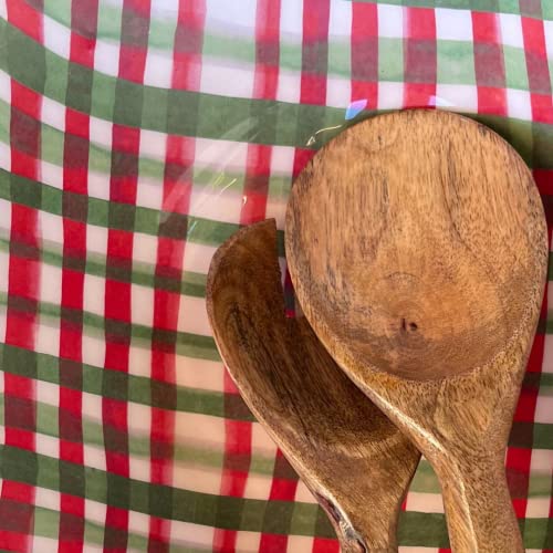 The Fern Trail Decorative Christmas Bowl | Christmas Fruit Bowl | Christmas Mixing Bowl | Christmas Serving Bowl | Salad Bowl With Tongs | Wooden Decorative Bowl (Red & Green) #TOP3