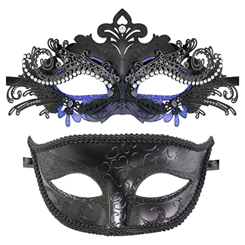 Image of Coddsmz Couple Masquerade Mask Set - Venetian & Mardi Gras Mask for Women & Men