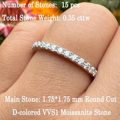Newshe Jewellery Moissanite Eternity Rings for Women Wedding Bands 925 Sterling Silver Round Engagement Ring Size 5-103