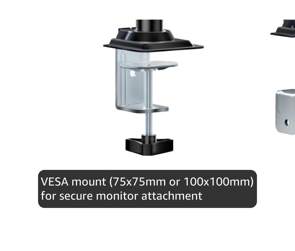 WALI Single Monitor Arm 13-32 Inch, Single Monitor Mount, Vesa Desk Mount up to 19.8lbs Gas Spring Arm with Clamp, VESA 75x75mm or 100x100mm Compatibility(GSDM001), Black