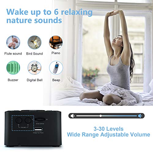 Reacher R3 Dual Alarm Clock And White Noise Machine With Adjustable Volume, 6 Wake Up Sounds, 12 Soothing Sounds For Sleeping, Auto-Off Timer, Usb Charger, Battery Backup, 0-100% Dimmer For Bedroom #TOP5