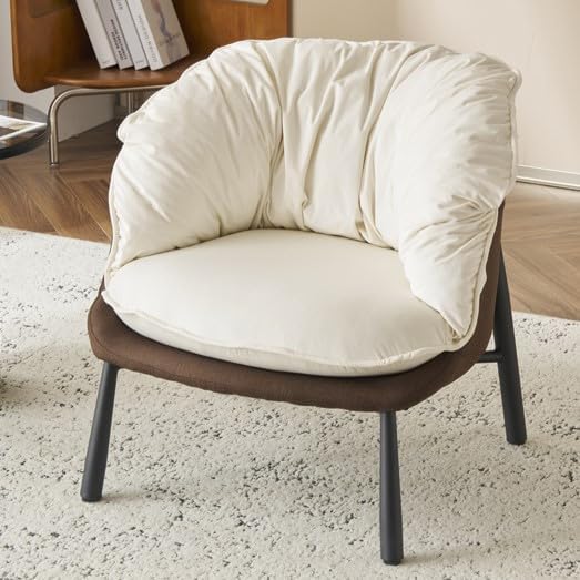 Velvet Accent Chair Modern Barrel Chair with Metal Legs Comfy Arm...