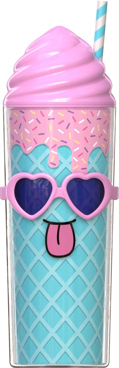 COOL GEAR 2-Pack 20oz Shady Sweets Tumbler with Pressure Fit Lid and Straw Included (Strawberry/Chocolate)