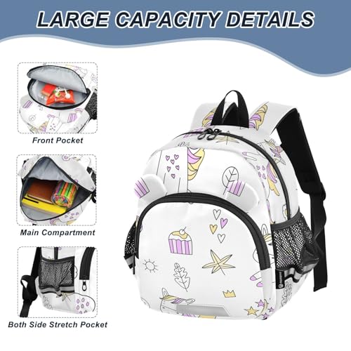 Toddler Backpack Leash Preschool Backpack Small Kids Backpacks for Girls Boys 3-6 Anti-Lost Baby Harness for Walking Star Unicorn4