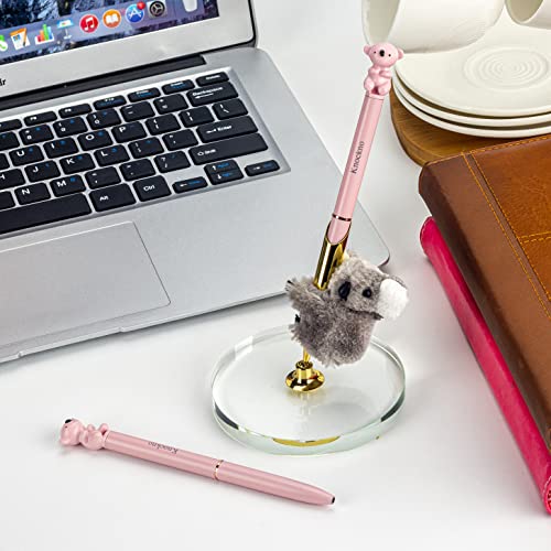 Bolígrafos de koala de metal, soporte de cristal y suministros escolares de decoración kawaii 2