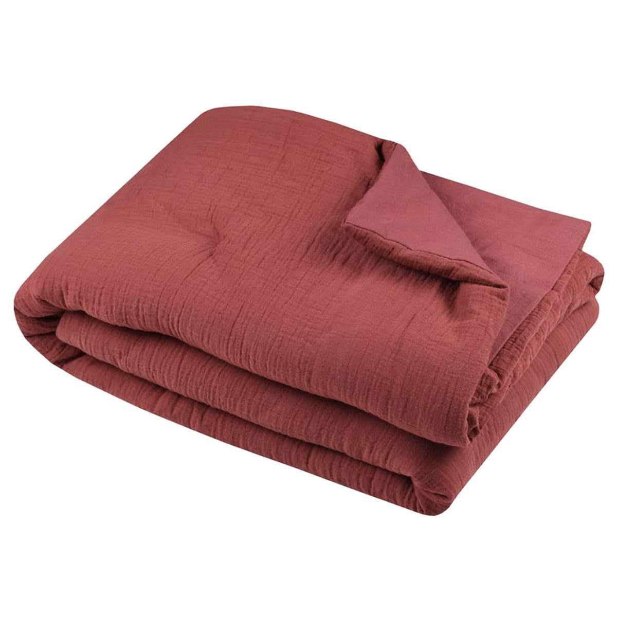 Plaid en double gaze de coton Stof fini le repassage couverture terracotta