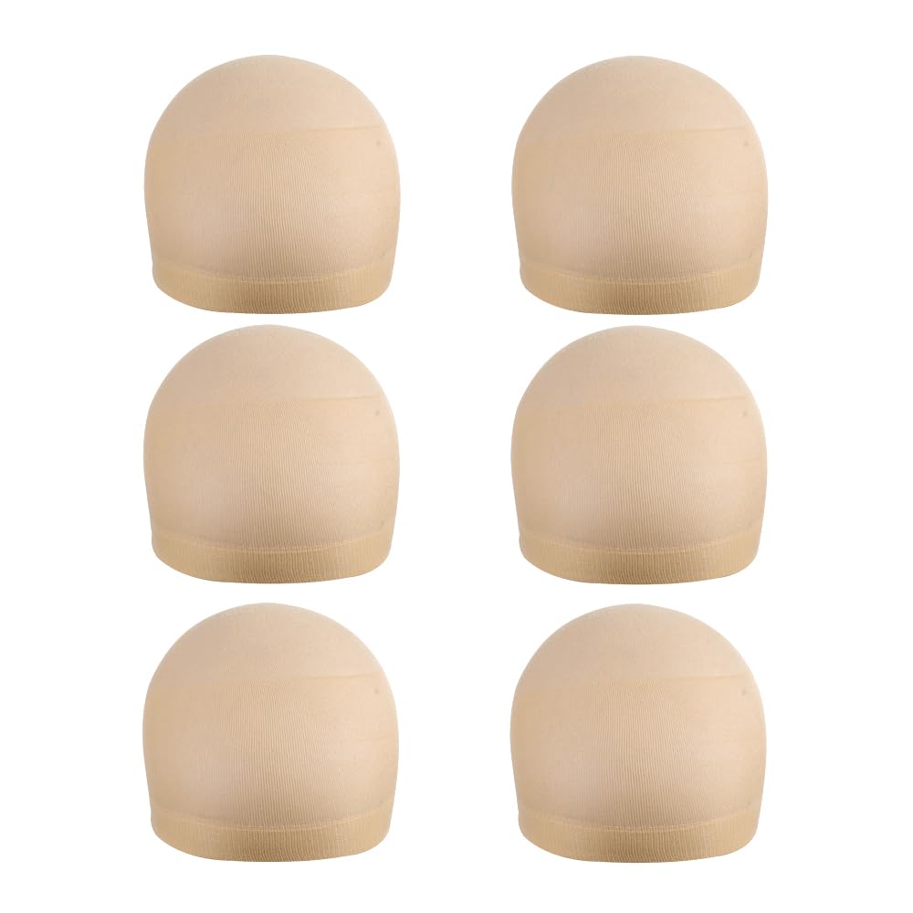 YANTAISIYU 6 Pieces Stocking Wig Caps for Lace Front Wigs Nylon Mesh Wig Cap for Women (Beige)