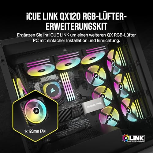 Corsair iCUE LINK QX120 RGB 120mm Magnetic Dome RGB Lüfter - Schwarz – Ansicht 2