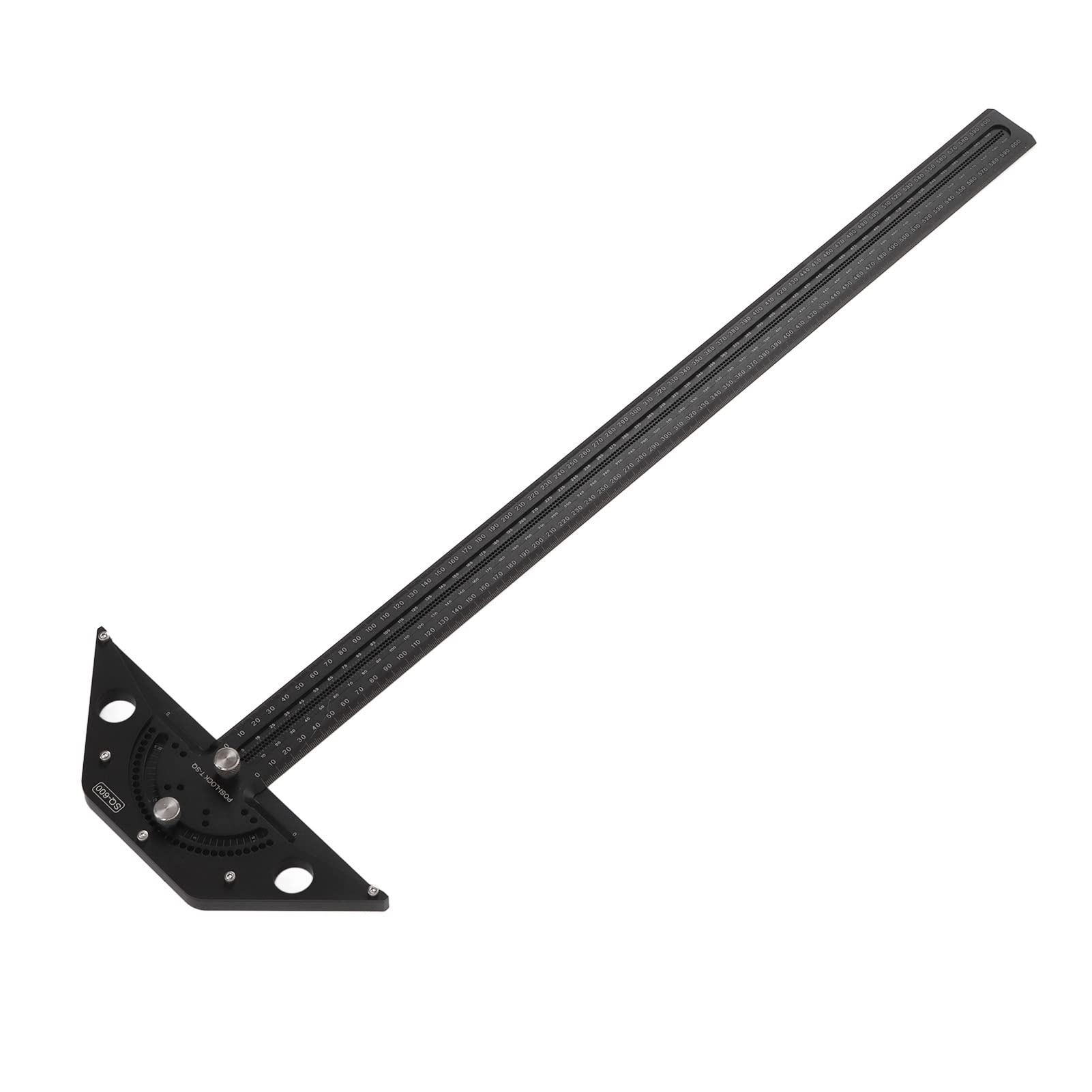 Regla de Trazado de Carpintería Multifuncional Duradera y Precisa para Proyectos de Carpintería Aleación de Aluminio Negro 1 Unidad