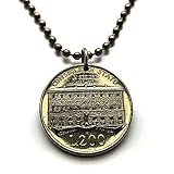 1990 Italy 200 Lire coin pendant Palazzo Spada Piazza di Capo Ferro Rome Florence Milan Venice Napoli Verona Torino Bologna Pisa Siena Tuscany Lecce Cagliari Pisa Genoa Matera Palermo Modena n003345