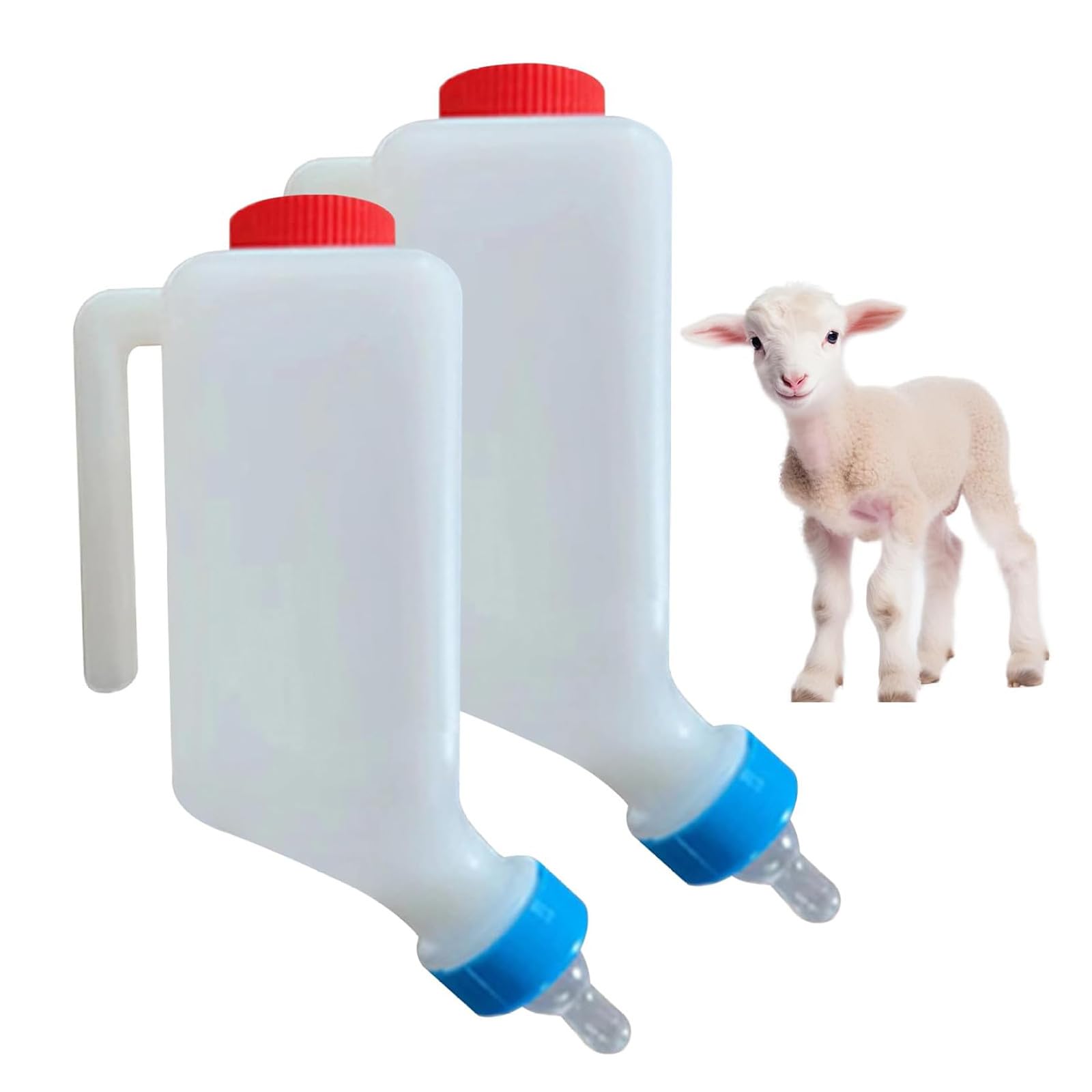 Lamb Feeding Bottle - 500/800ml Hanging Plastic Milk Feeder Bottle for Feeding Dogs, Cow, Sheep and Goat Lambing (2PC#1_800ml)