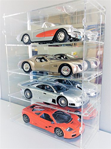 Técnicas Láser 1:18.4.2L4B/4.E Vitrina De Metacrilato, Transparente/Fondo Espejo, Montada mide 43x34x13 cm (altoxanchoxfondo), Set de 9 Piezas