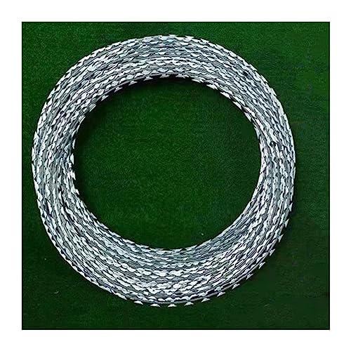 XLIHAWY Razor Barbed Wire, 304 Stainless Steel Razor Wire Fence, Stretched Spiral Barbed Wire Coils for Farm Garden(Silver-45cm/Double Spiral,30m)