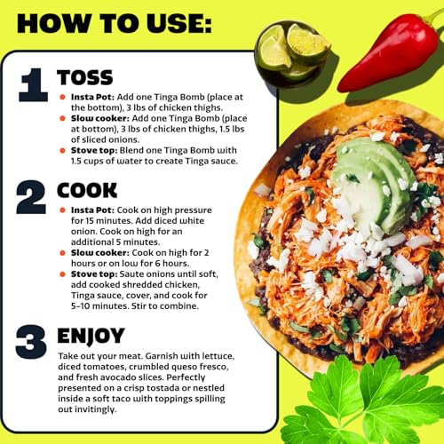 EZ Bombs Tinga Bomb Seasoning, Pack of 2 - Authentic Mexican Seasoning for Smoky Chipotle Tinga Sauce, Tacos, Tostadas, Tortas and More - Bold, Spicy & Tangy Flavor Quick and Flavorful Meals