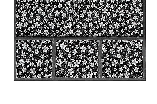 Image of The Furnishing Tree Fridge Top Cover Compatible for Samsung RT28C3742S8 /HL, 236 LTR WxL 65x111 in CM Floral Pattern White Black